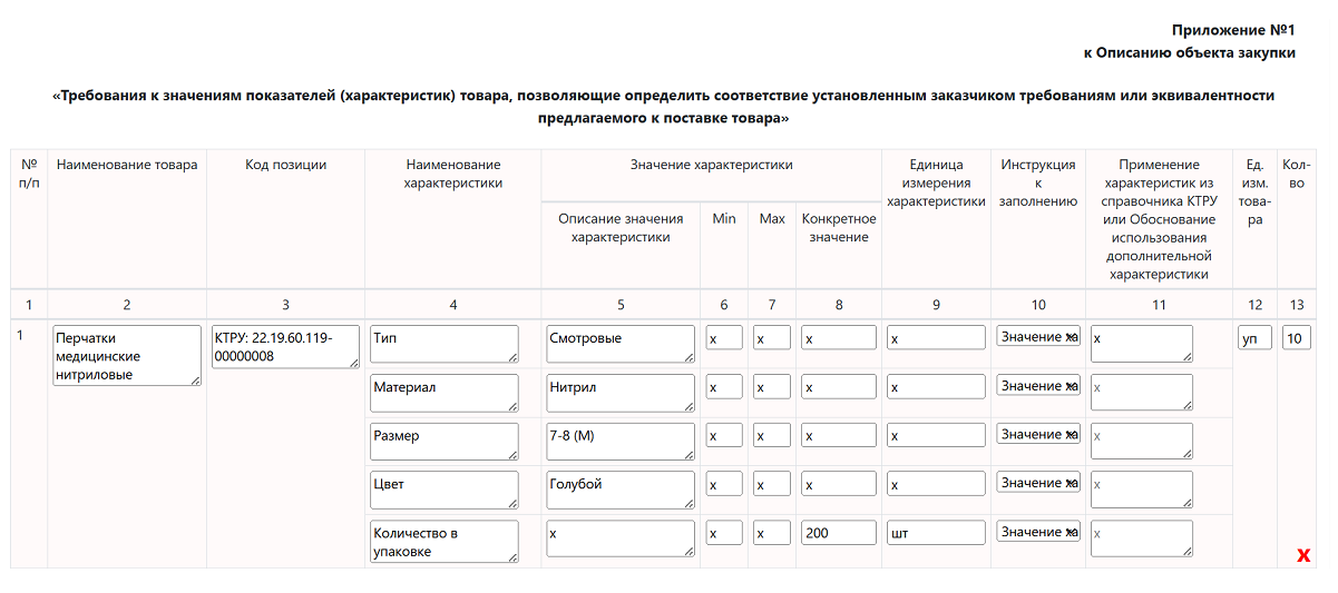 Заполнение ТЗ
